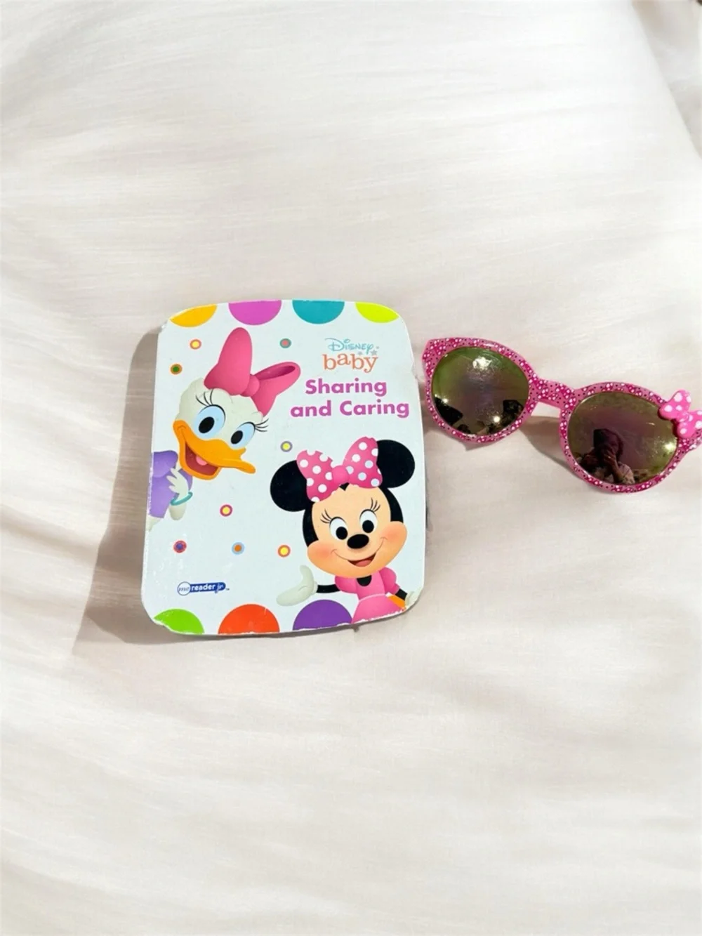 Disney Baby Sharing and Caring Book + Minnie Sunglasses Bundle